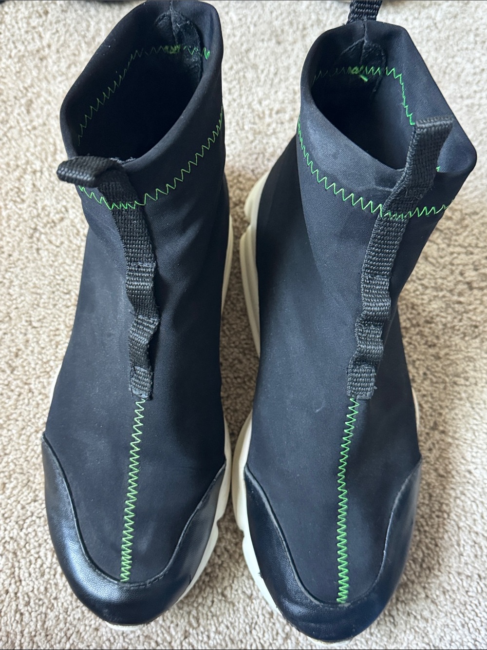 John Geiger 002 Black and Green Sneaker with White Sole
